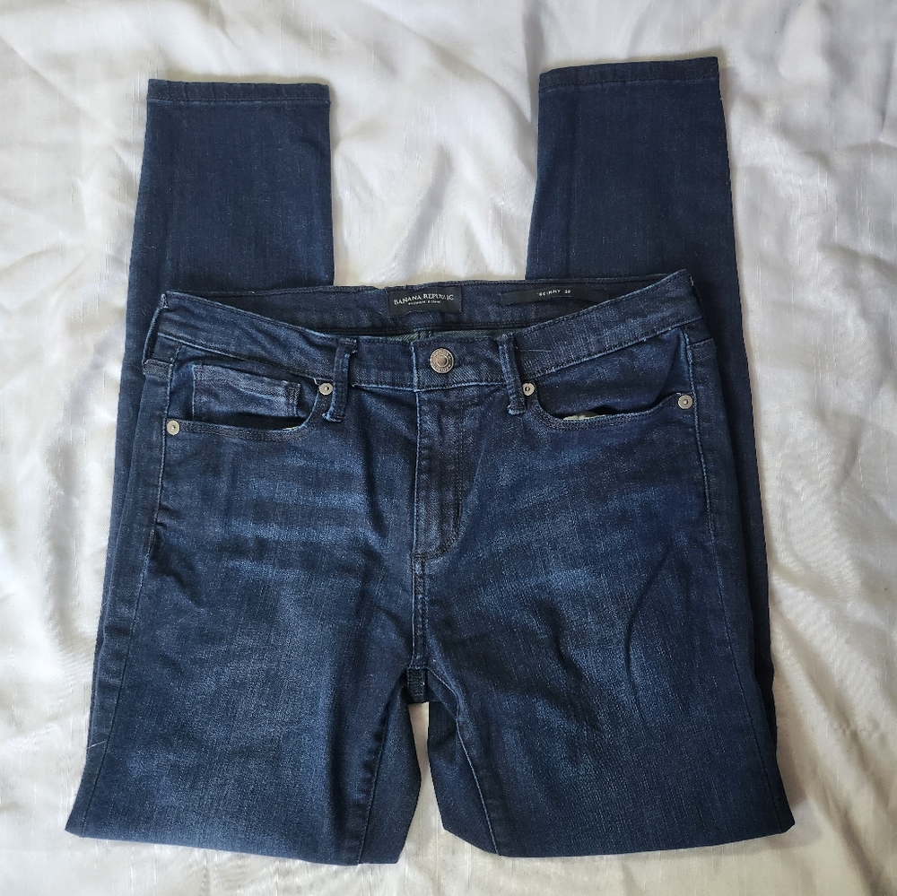 Banana Republic Premium Denim Skinny Leg Jeans, Dark Rinse 28